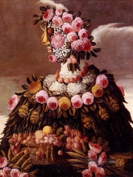  Arcimboldo Oil Painting - woman of flowers Giuseppe Arcimboldo Fantasy